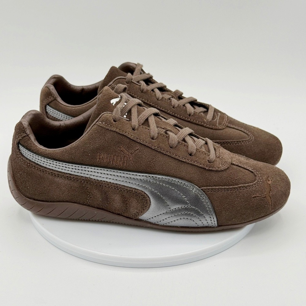 Puma Speedcat Lux Sneakers Womens Size 8.5 Chocolate Gum Brown Silver 408718-01